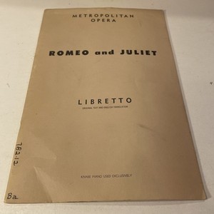 New York Metropolitan Opera ROMEO & JULIET Libretto 1967 Gounod Barbier Carre