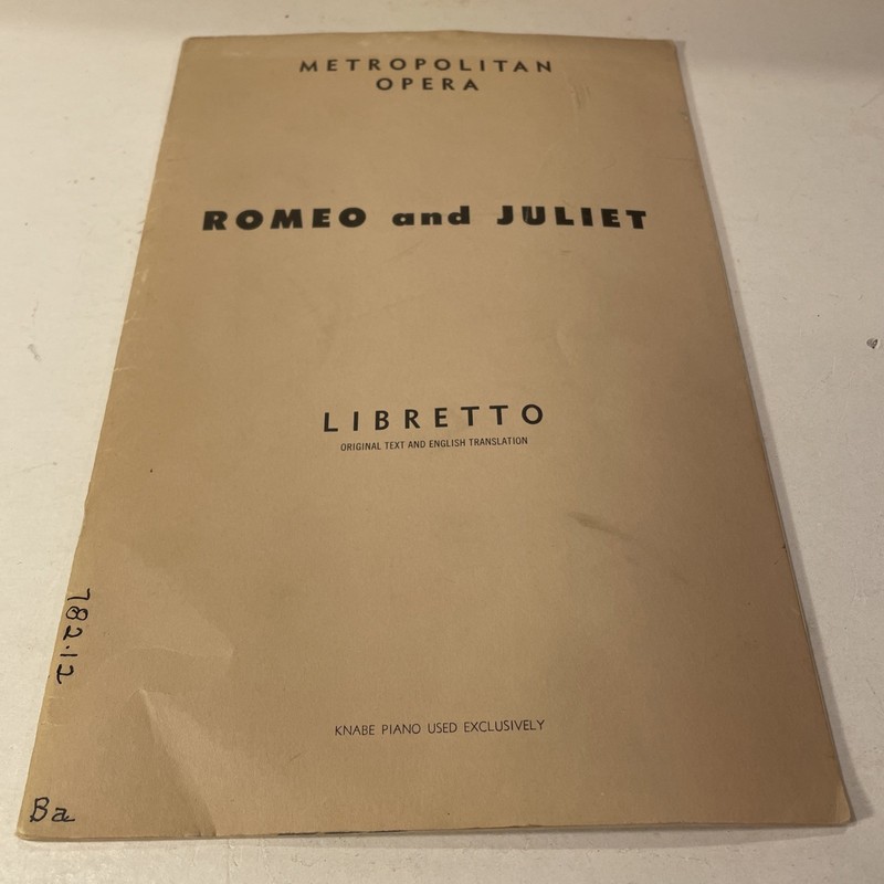 New York Metropolitan Opera ROMEO & JULIET Libretto 1967 Gounod Barbier Carre