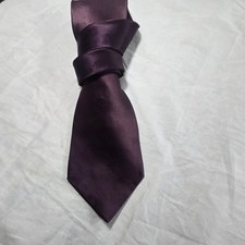 Murano Men's 100% Silk Solid Purple Satin Neck Tie Classic Made in USA