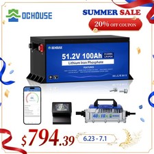 48V 100Ah Golf Cart Lithium Lifepo4 Battery Metal Case + 18A Charger Bluetooth