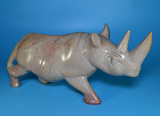 Solid Marble Stone Rhino Figure Sculpture - Animal Rhino Figurine 10.5cm by 25cm