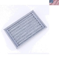 Stackable 7 Slots Jewelry Rings Earrings Tray Velvet Showcase Display Organiz...