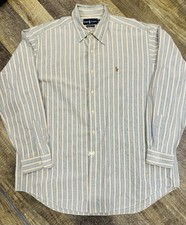 Polo Ralph Lauren Shirt Mens XL, Blue Orange Stripe Button Down Color Pony