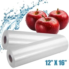 2 Rolls 12 x 16 Plastic Clear Produce Bag Food Fruits Storage bag 350 bags/Roll