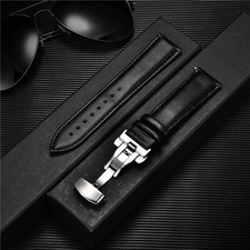 Leather Watch Band 18mm 20mm 22mm 24mm Straps Stainless Steel Butterfly Buckle C