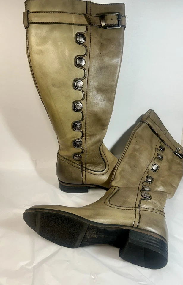 Aldo 女式 7.5 码 US / 38 码质朴绿色皮革及膝拉链靴   — 第 3/4 张图片