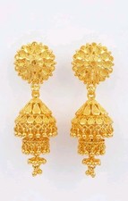 New Gold Plated Earring Indian Jhumka Drop Dangle Chandelier Bollywood Jewelry