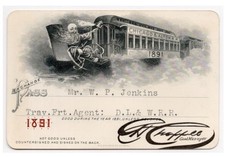 1891 Chicago & Alton Railroad Annual Pass Father Time w Lantern illustration