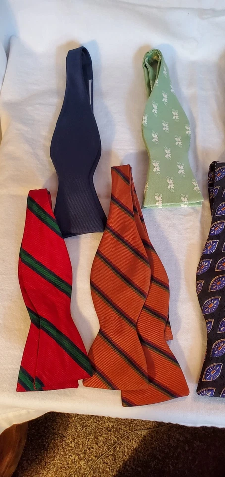 Lote de 9 pajaritas de seda ajustables autocorbatas Talbott, Hanauer, Pike, IMX, V Vines Foto 2 de 4