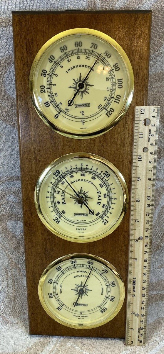 インテリア時計 SPRINGFIELD MARINER WEATHER STATION TRIO Vintage Springfield Weather Station: Thermometer Barometer
