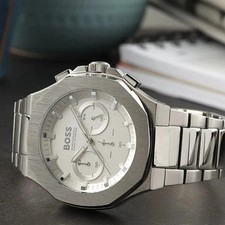 Image of NEW GENUINE HUGO BOSS 1514087 TAPER SILVER TONE WATCH -2 Y WARRANTY