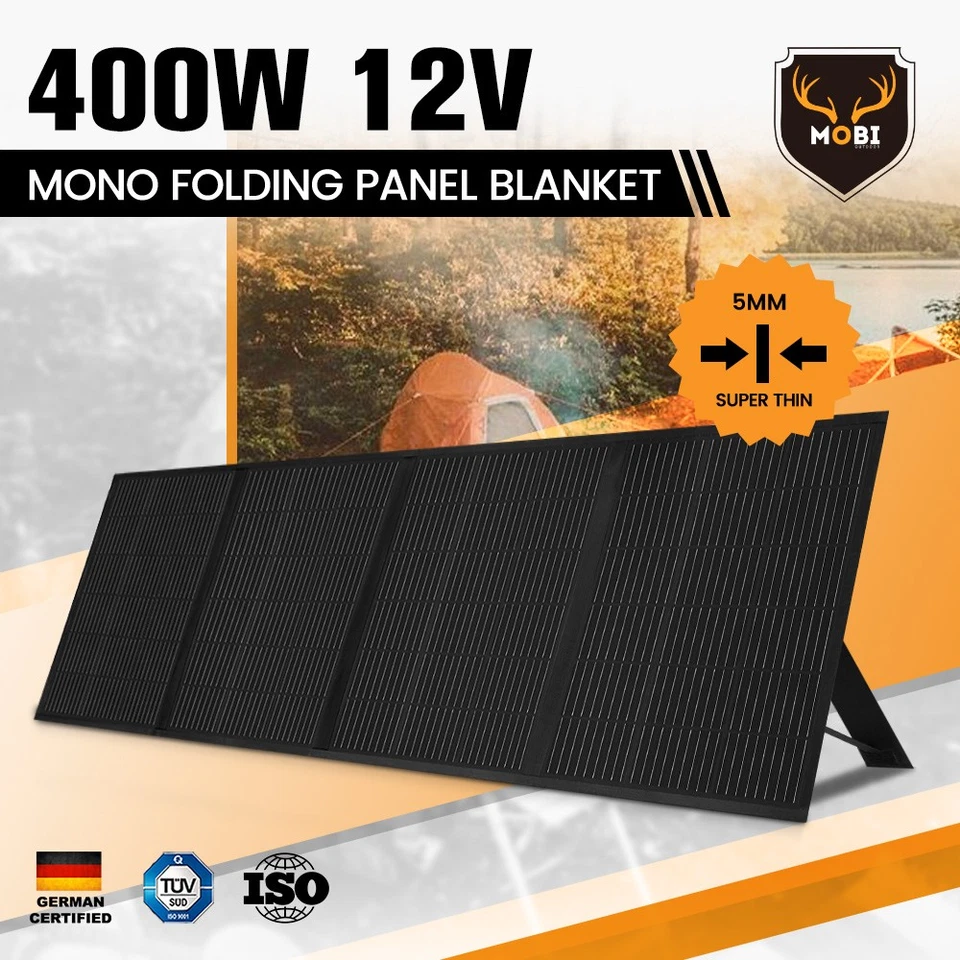 MOBI 400W Solar Blanket Mono Portable Folding Solar Panel Kit 12V Battery Charge