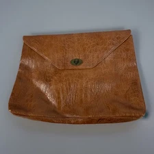 Leather Vintage Inspired 1960s Lulu Townsend Oversized Envelope Brown Handbag 