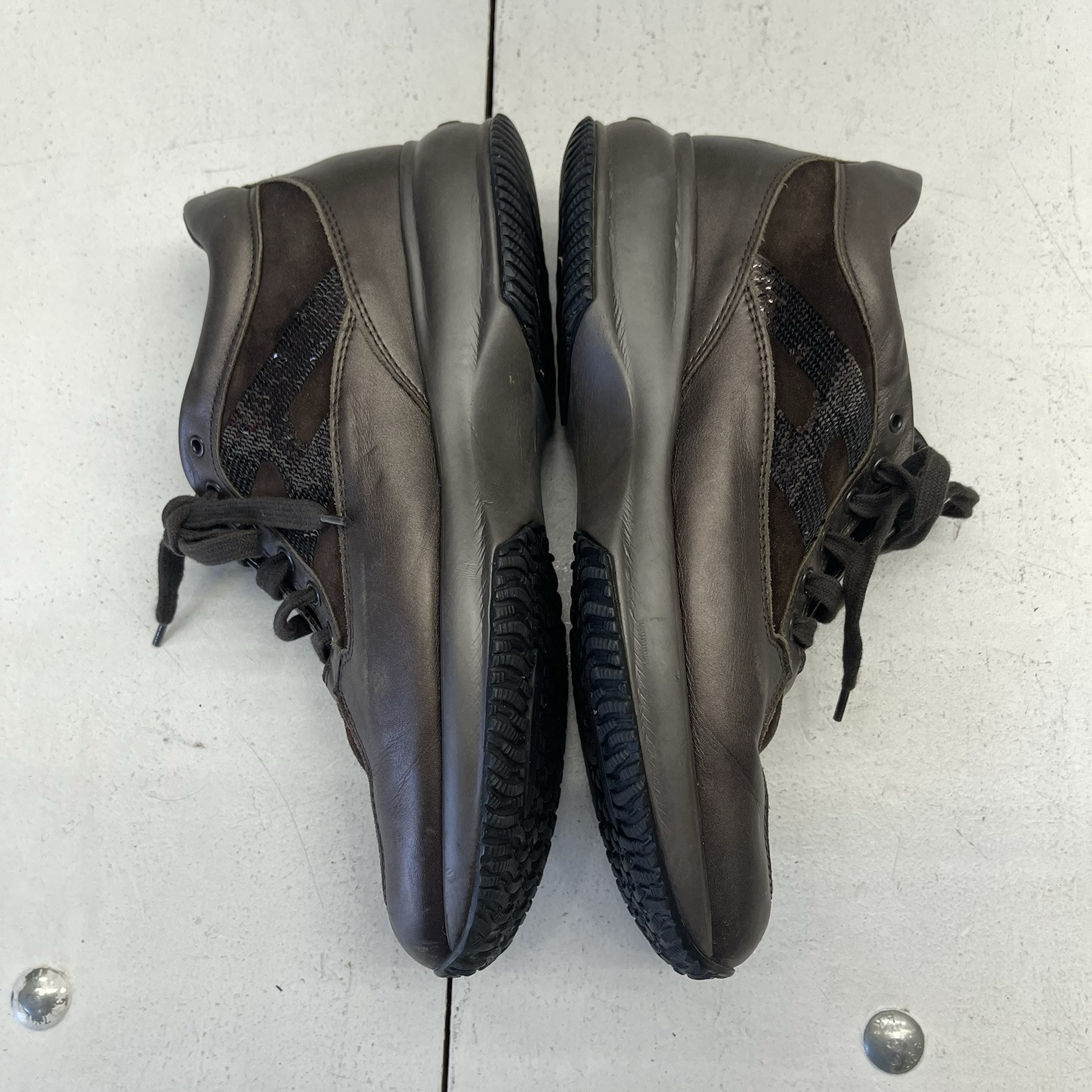 Hogan Interactive Brown Suede Sequin Platform Sne… - image 9