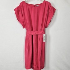 Eliza J Hot Pink Tie Waist Business Casual Dress with Pockets Size 14 NWT 