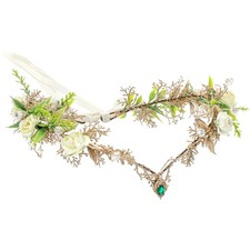 Woodland Fairy Crown Headpiece - Green Flower Elf Crowns for Fairy Cotume Wom...