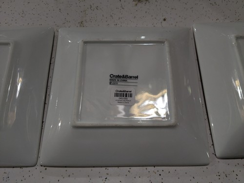 Crate & Barrel Lot Of 3 Christmas Tree 6" Square Appetizer Plates 2011 Modern - Picture 4 of 6