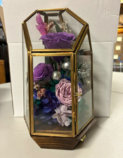 Eternal Rose Forever Real Roses in Glass Dome with Lights - Purple NEW
