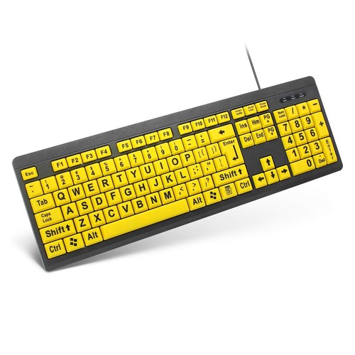 Large Print Computer Keyboard,Wired USB Keyboard High Contrast Big Print Lett...