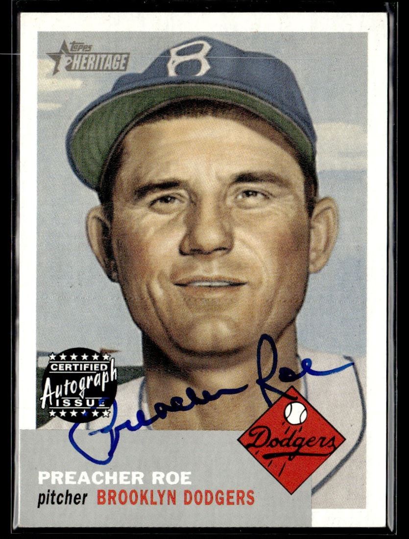 2002 Topps Heritage Real One Autographs Preacher Roe Brooklyn Dodgers #RO-PRO