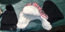 Lot Of 3 Hats Beanie Black & Pink