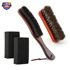 Horsehair Hat Cleaning Kit with Sponges, Wood Handle Brushes for Felt Fedoras