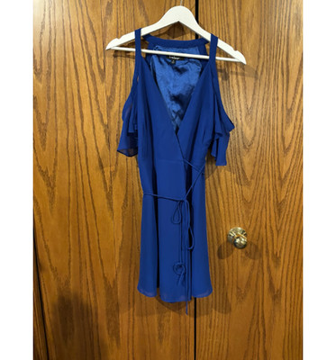 Lulus Bombshell Royal Blue Off-the-Shoulder Wrap Dress size small