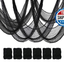Mcupper 6-Pack 30 x 72 Inches Halloween Creepy Cloth Decorations, Black 6 Black