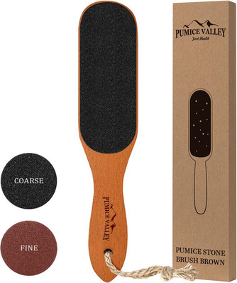 Pumice Stone Foot File - Wooden Pedicure Feet Scrubber with Handle for Callus, D