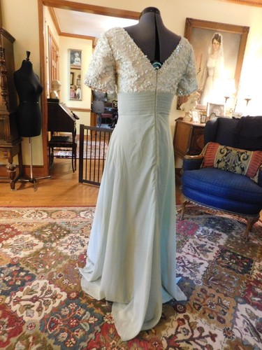 WEICHES MINTGRÜN & WEISSES SEIDENBLUMEN RAFFINIERTES FORMELLES/MUTTERKLEID S 10 - Bild 3 von 7