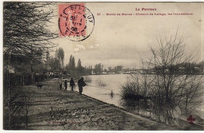 CPA 94 Env Nogent/Marne LE PERREUX Bords de Marne Treidelweg, Fischer1906