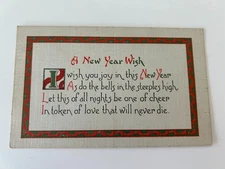 A New Year Wish Arts and Crafts Style Postcard