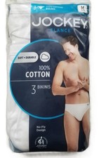 3pk Jockey Elance Bikinis White 100 Cotton Size Med 32-34