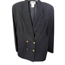 Vintage Hugo Buscati Milano women's black gold blazer crepe material classic Sm
