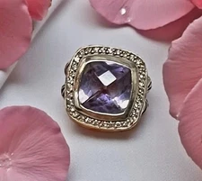 Sterling Silver David Yurman Amethyst Diamond 16mm Albion Ring Retired 🔥🔥🔥