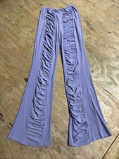 Vintage 90s Lavender Glitter Flare Pants Ruched Bell Bottom Disco Festival Small