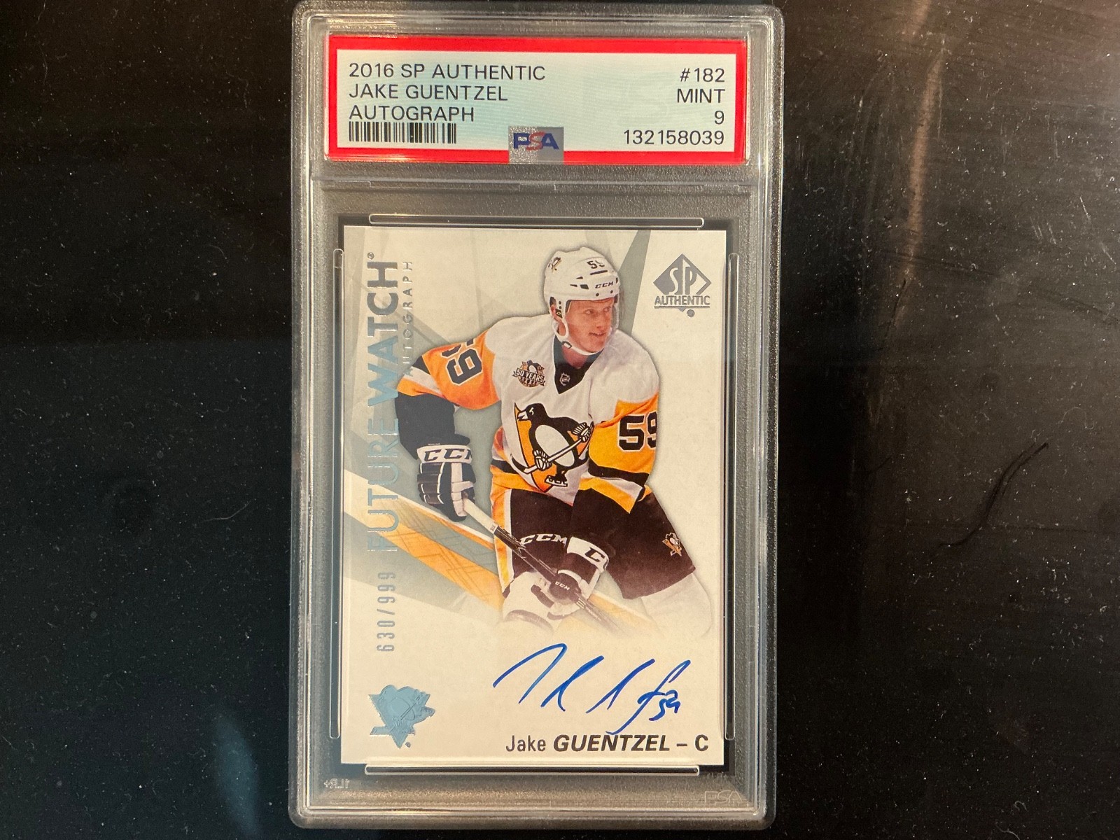 Jake Guentzel 2016 SP Authentic Future Watch Auto #182 PSA 9 Rookie RC NHL /999