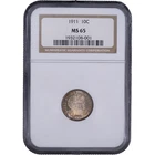 1911 10c Barber Dime ~ NGC MS 65 - Subtle Toning