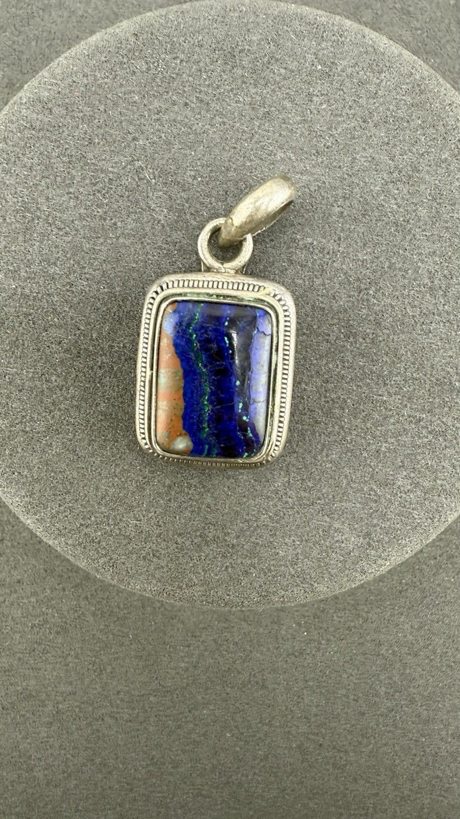 925 Sterling Silver Rectangular Blue Opal-Look Pe… - image 2