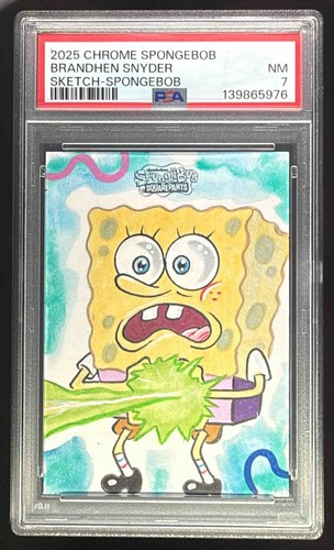 2025 Topps Chrome SpongeBob Spongebob Wumbo Brandhen Snyder Sketch #1/1 PSA 7