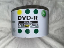 50ct Smartbuy 16X DVD-R 4.7GB White Top Non Printable Blank Recording Disc Seal