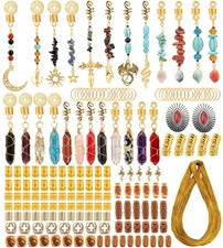 170 Pcs Loc Jewelry Handmade Gem Crystal Dreadlock Pendants for Women Imitati...
