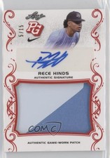 2018 Leaf Perfect Game National Showcase Red 5/15 Rece Hinds Patch Auto on7
