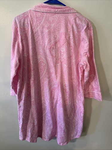 Lauren Ralph Lauren Women's Sleep Shirt Pink White Paisley Button Down Size XL - Picture 4 of 8