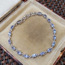 925 Sterling Silver Tennis Bracelet, Natural Tanzanite Gems, 3.68ct, Small Wrist