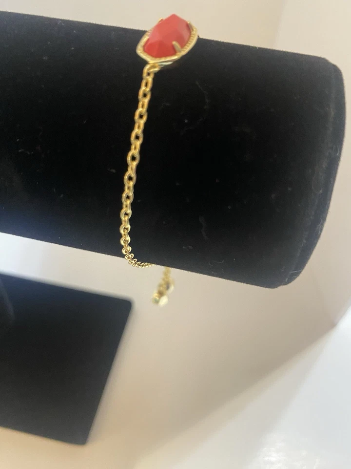 🆕 Pulsera Ajustable Kendra Scott Oro Rojo Rubí | Talla Única | con Etiqueta Foto 4 de 4