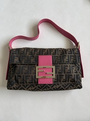 Fendi Large Zucca Canvas Baguette Bag With 2 Types Of Straps