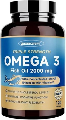 ZEBORA Triple Strength Omega-3 Fish Oil 2000mg   rTG Omega 3 Ultra High-Potenc