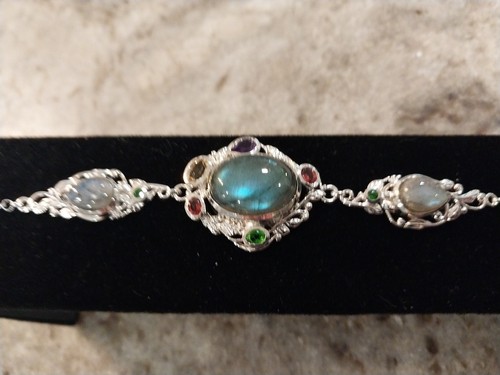 Bracciale Karis Malagasy Labradorite, Multi Gemme Giardino Celeste in Platino - Foto 19 di 19