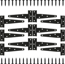 T Strap Hinges Heavy Duty, Shed Door Gate Hinges Black  12, 12 Pcs 6 Inch 